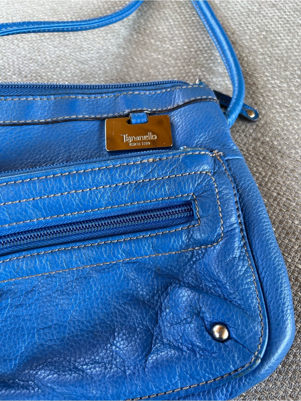 Tignanello Electric Blue Leather Crossbody Bag - Picture 3 of 6